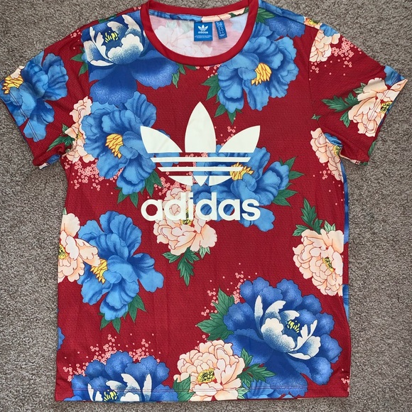 Adidas originals floral t shirt - Picture 1 of 2